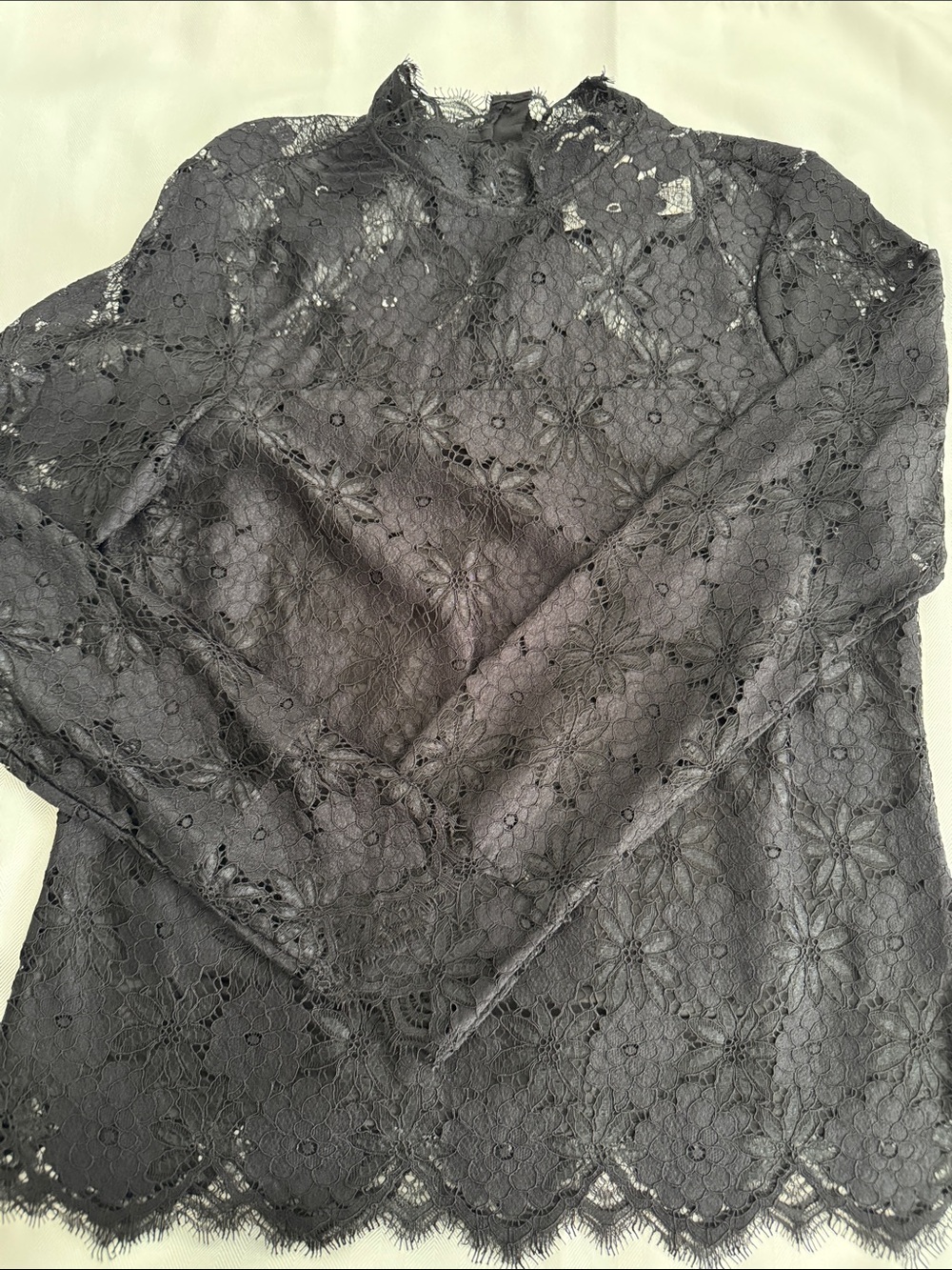 H&M Black Lace Long-Sleeve Blouse